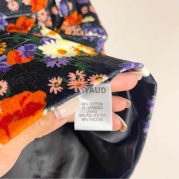 STAUD | Velvet Floral Belted Mini Skirt Size: 8 - Picture 4 of 6